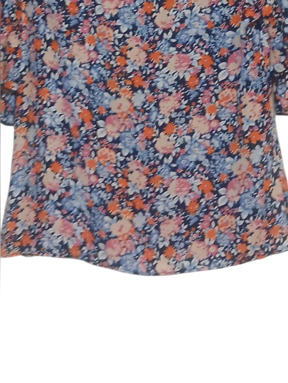 Lauren Hansen - NWT, Floral Blouse, Ruffled Short Sleeve, Round Neck, Size S - Picture 6 of 13